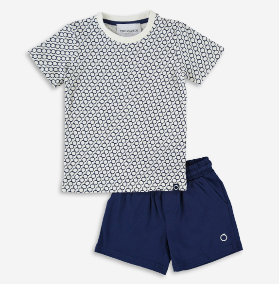 Children's stripped top and navy shorts set